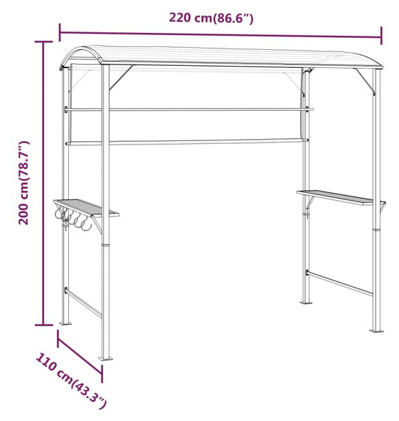 VidaXL Κιόσκι με Οροφή Κρεμ 220 x 110 x 200 εκ