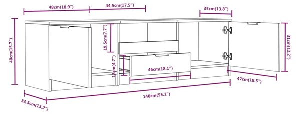 VidaXL Έπιπλο Τηλεόρασης Λευκό 140x35x40 εκ. από Επεξεργασμένο Ξύλο