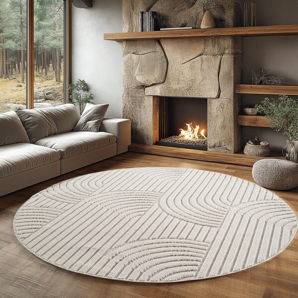 Στρογγυλό Χαλί Helix V2 Κρεμ 120x120 cm