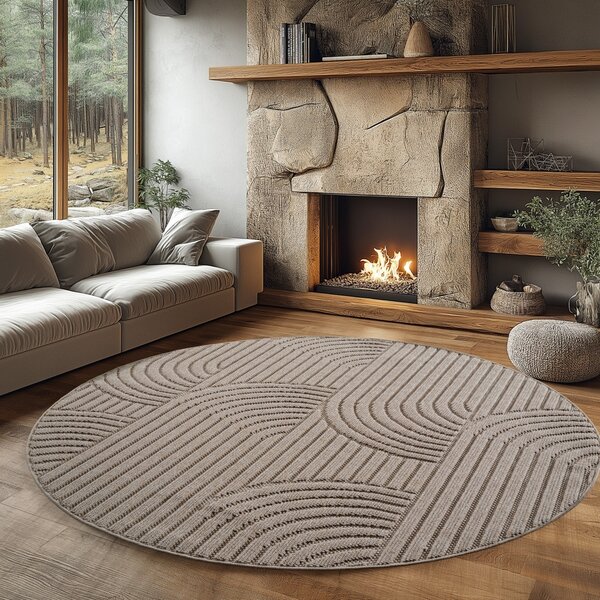 Στρογγυλό Χαλί Helix V2 Μπεζ 120x120 cm