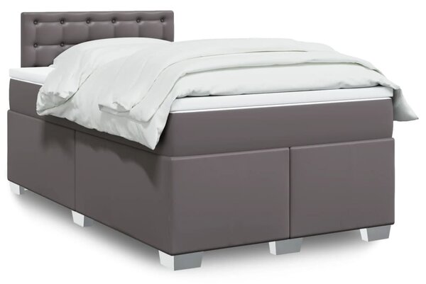 VidaXL Κρεβάτι Boxspring με Στρώμα Γκρι 120x190εκ. από Συνθετικό Δέρμα