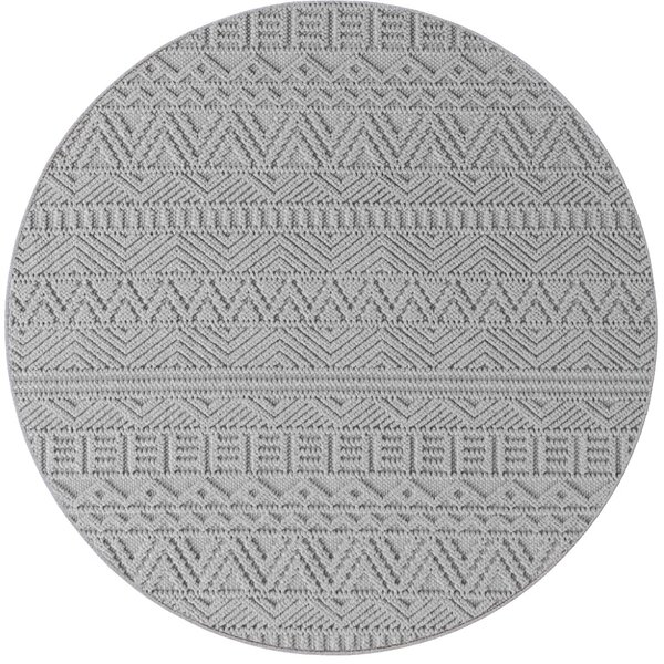 Στρογγυλό Χαλί Helix etno V3 Ασημί 120x120 cm