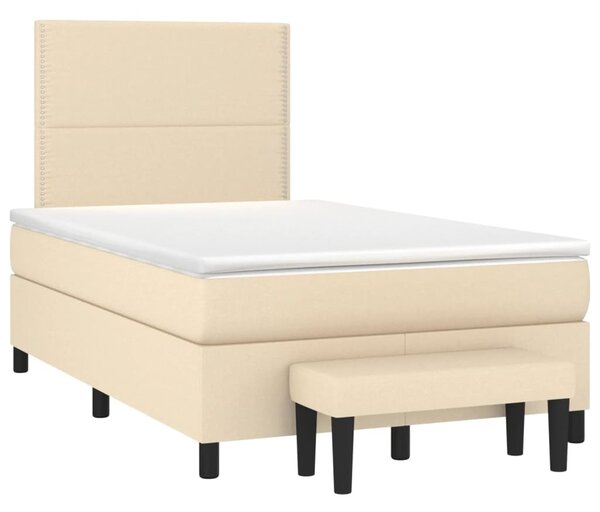 VidaXL Κρεβάτι Boxspring με Στρώμα Κρεμ 120x190 εκ. Υφασμάτινο