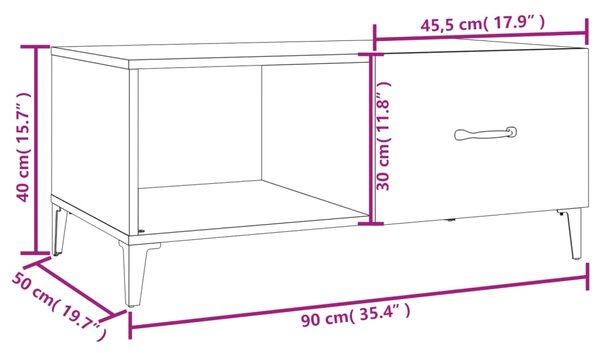 VidaXL Τραπεζάκι Σαλονιού Γυαλ. Λευκό 90x50x40 εκ. Επεξεργ. Ξύλο