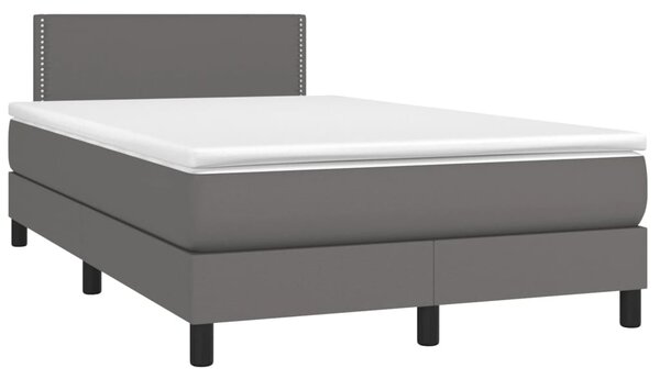 VidaXL Κρεβάτι Boxspring με Στρώμα Γκρι 120x190εκ. από Συνθετικό Δέρμα