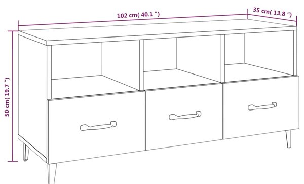 VidaXL Έπιπλο Τηλεόρασης Καφέ Δρυς 102x35x50 εκ. Επεξεργασμένο Ξύλο