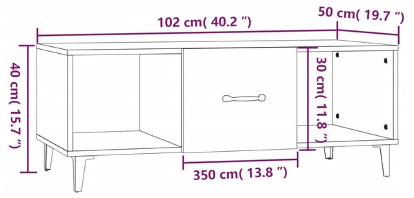 VidaXL Τραπεζάκι Σαλονιού Γκρι Σκυρ. 102x50x40 εκ. Επεξεργασμένο Ξύλο