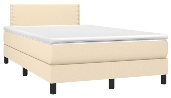 VidaXL Κρεβάτι Boxspring με Στρώμα Κρεμ 120x190 εκ. Υφασμάτινο