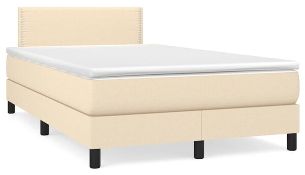 VidaXL Κρεβάτι Boxspring με Στρώμα Κρεμ 120x190 εκ. Υφασμάτινο