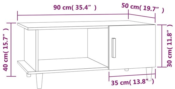 VidaXL Τραπεζάκι Σαλονιού Γυαλ. Λευκό 90x50x40 εκ. Επεξεργ. Ξύλο