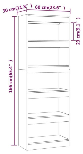 VidaXL Βιβλιοθήκη/Διαχωριστικό Χώρου Καφέ Δρυς 80x24x192εκ. Επεξ. Ξύλο