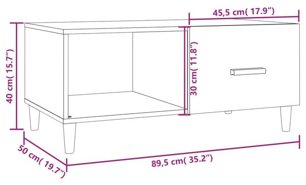 VidaXL Τραπεζάκι Σαλονιού Γυαλ. Λευκό 89,5x50x40 εκ. Επεξεργ. Ξύλο