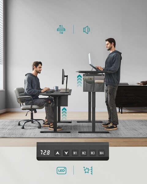 Ρυθμιζόμενο γραφείο Songmics Μαύρο 140x60x120 cm