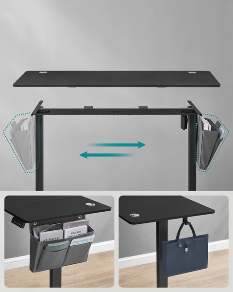 Ρυθμιζόμενο γραφείο Songmics Μαύρο 140x60x120 cm
