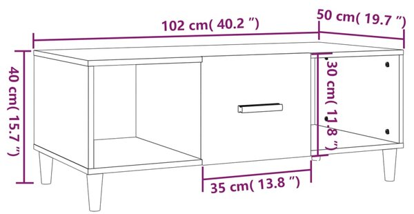 VidaXL Τραπεζάκι Σαλονιού Καφέ Δρυς 102x50x40 εκ. Επεξεργασμένο Ξύλο