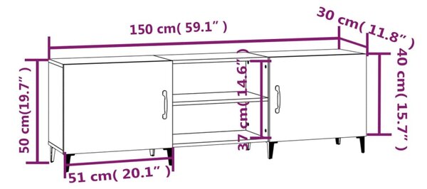 VidaXL Έπιπλο Τηλεόρασης Sonoma Δρυς 150x30x50 εκ. Επεξεργασμένο Ξύλο