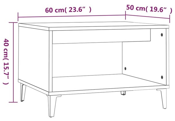 VidaXL Τραπεζάκι Σαλονιού Γυαλ. Λευκό 60x50x40 εκ. Επεξεργασμένο Ξύλο