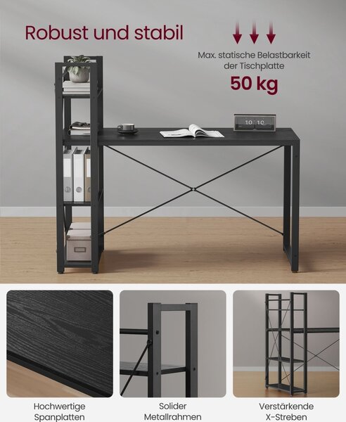 Γραφείο Vasagle Μαύρο 137.2x60x118.7 cm