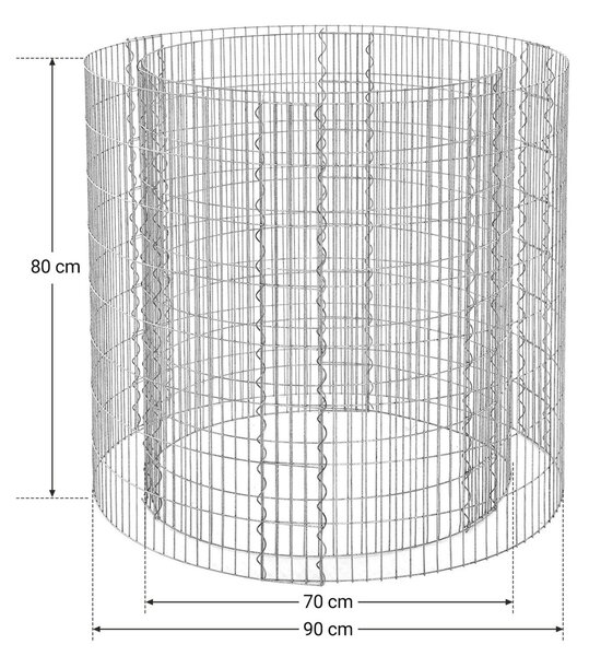 Στρογγυλή υπερυψωμένη γλάστρα gabion Songmics Ασημί 90x70x80 cm