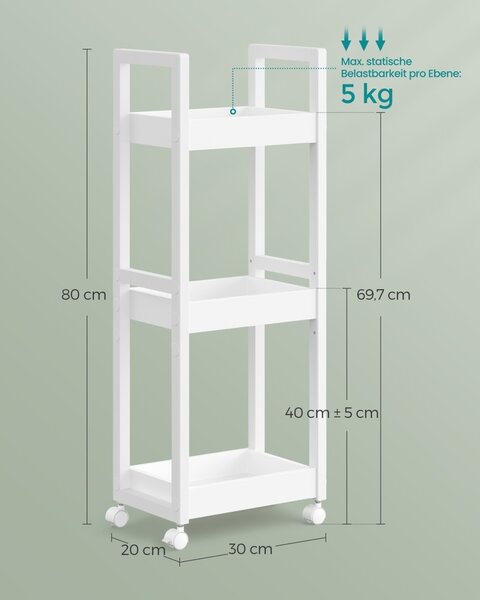 Ραφιέρα μπάνιου Songmics Λευκό 30x20x80 cm