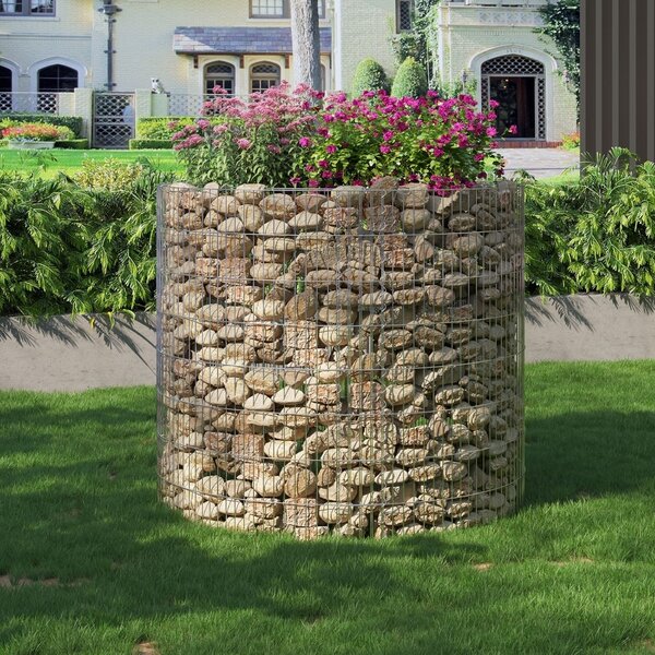 Στρογγυλή υπερυψωμένη γλάστρα gabion Songmics Ασημί 90x70x80 cm