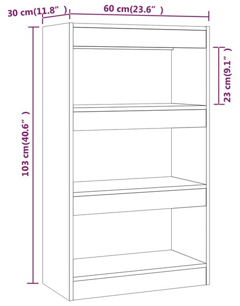 VidaXL Βιβλιοθήκη/Διαχωρ. Χώρου Καπνιστή Δρυς 60x30x103 εκ Επεξ. Ξύλο