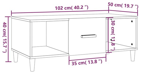 VidaXL Τραπεζάκι Σαλονιού Μαύρο 102x50x40 εκ. από Επεξεργασμένο Ξύλο