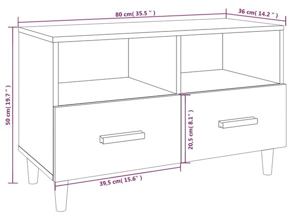 VidaXL Έπιπλο Τηλεόρασης Γκρι Sonoma 80x36x50 εκ. από Επεξεργ. Ξύλο