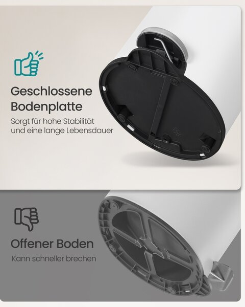 Κάδος απορριμμάτων με πεντάλ Plushic, Songmics, Λευκός, 22.4x17.3x25.4 cm