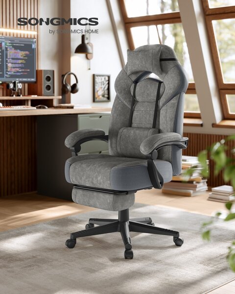 Καρέκλα gaming Cathy, Songmics, Γκρι, 69.7x72.4x133 cm