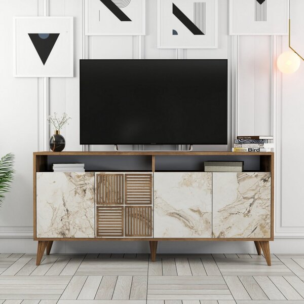 Κονσόλα Milan 160 - Walnut, Λευκό Marble