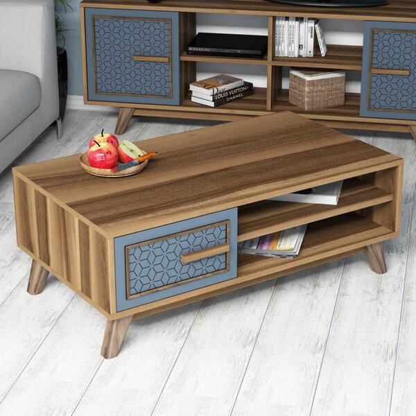 Τραπεζάκι σαλονιού Ayla - Walnut, Blue