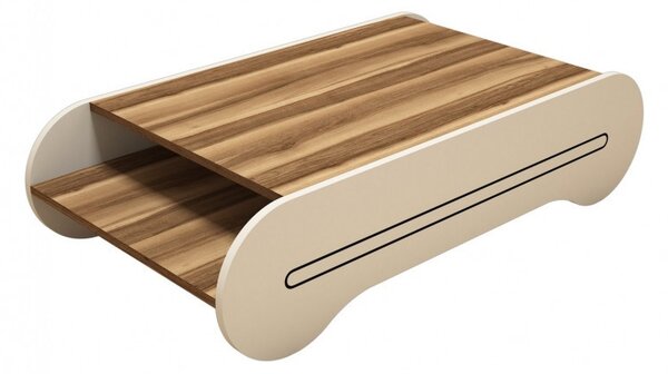 Τραπεζάκι σαλονιού Cool - Walnut, Κρεμ