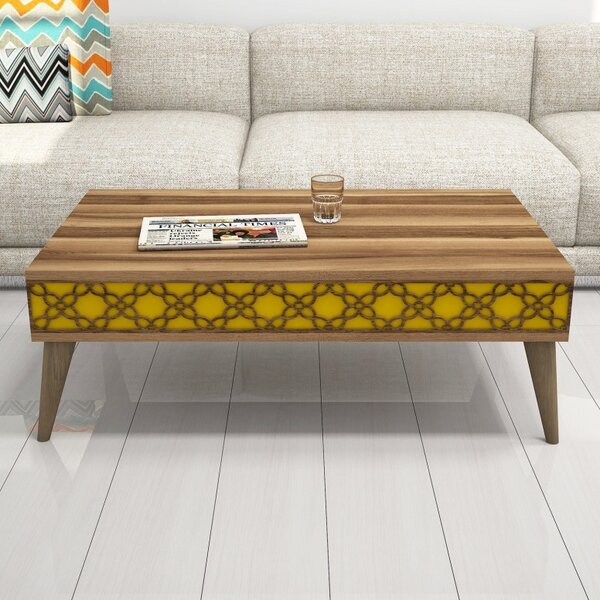 Τραπεζάκι σαλονιού City - Walnut, Yellow