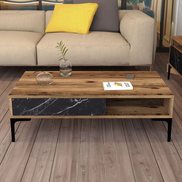 Τραπεζάκι σαλονιού Istanbul - Walnut, Μαύρο Marble