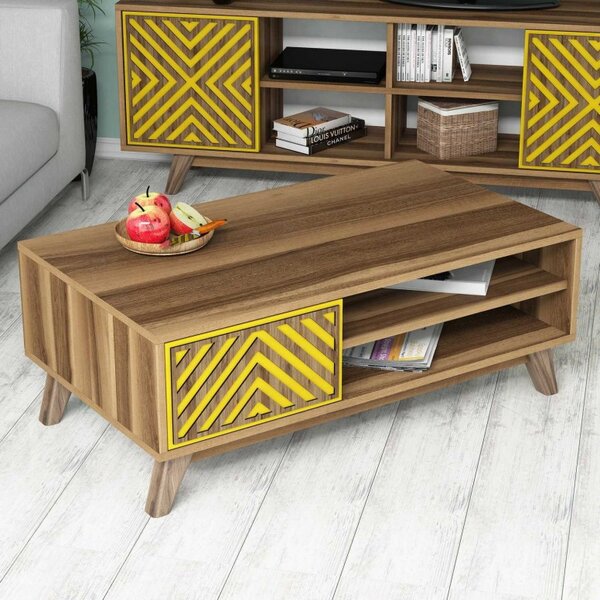 Τραπεζάκι σαλονιού İnci - Walnut, Yellow