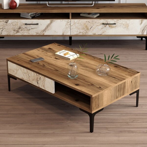 Τραπεζάκι σαλονιού Istanbul - Walnut, Λευκό Marble