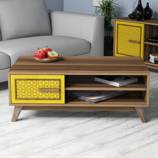 Τραπεζάκι σαλονιού Ayla - Walnut, Yellow