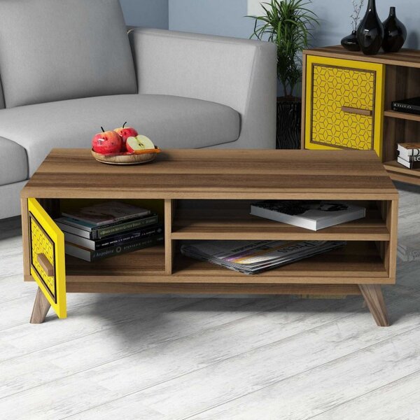 Τραπεζάκι σαλονιού Ayla - Walnut, Yellow