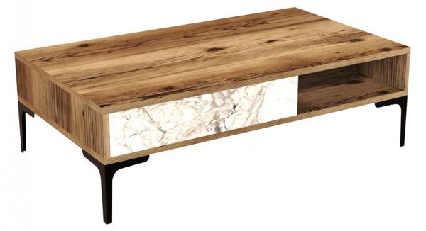 Τραπεζάκι σαλονιού Istanbul - Walnut, Λευκό Marble