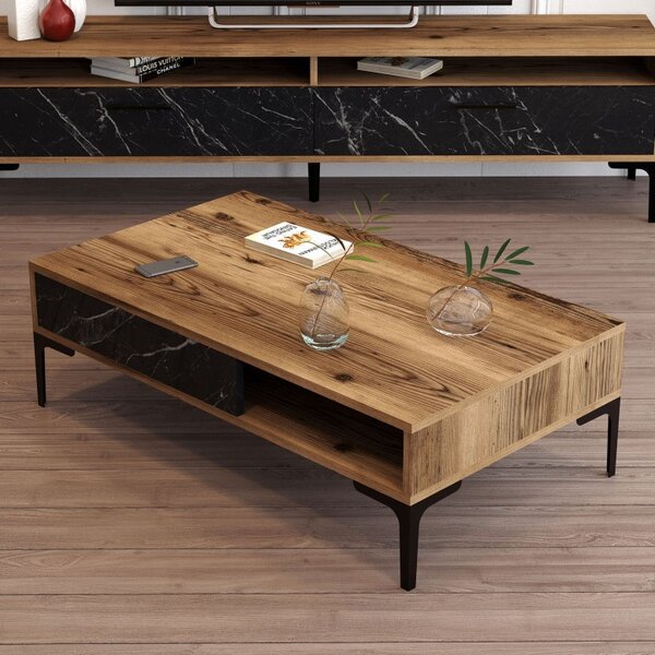 Τραπεζάκι σαλονιού Istanbul - Walnut, Μαύρο Marble