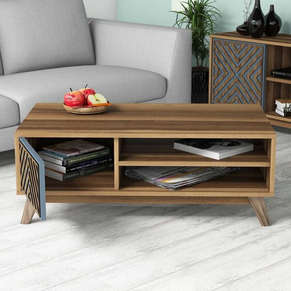 Τραπεζάκι σαλονιού İnci - Walnut, Blue