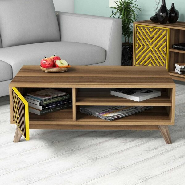 Τραπεζάκι σαλονιού İnci - Walnut, Yellow