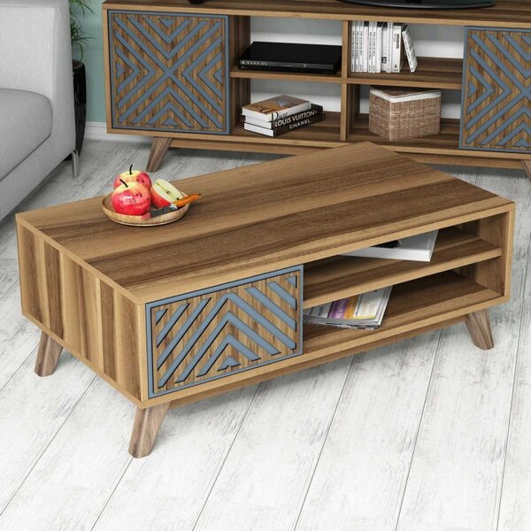 Τραπεζάκι σαλονιού İnci - Walnut, Blue