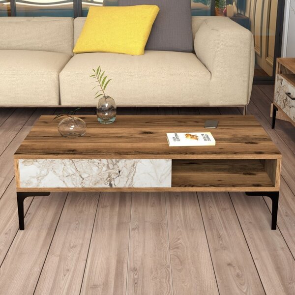 Τραπεζάκι σαλονιού Istanbul - Walnut, Λευκό Marble