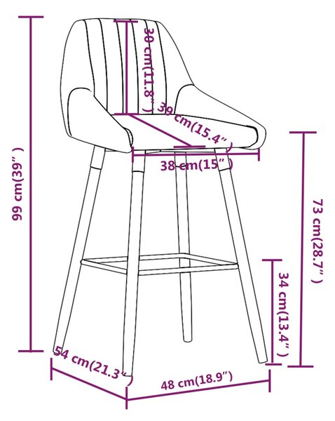 VidaXL Σκαμπό Μπαρ Καφέ Υφασμάτινο