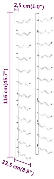 VidaXL Ραφιέρες Κρασιών Τοίχου για 24 Φιάλες 2 τεμ. Λευκές Σιδερένιες