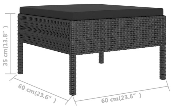 VidaXL Σαλόνι Κήπου Σετ 12 Τεμαχίων Μαύρο Συνθετικό Ρατάν με Μαξιλάρια
