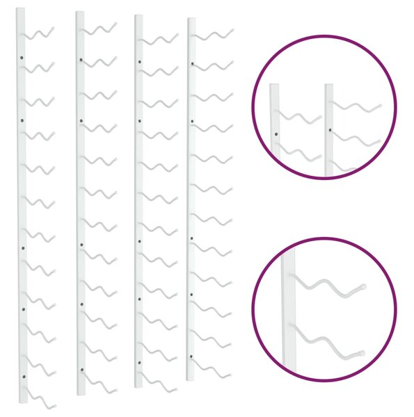 VidaXL Ραφιέρες Κρασιών Τοίχου για 24 Φιάλες 2 τεμ. Λευκές Σιδερένιες