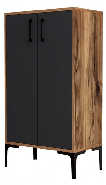 Παπουτσοθήκη Prag - Walnut, Ανθρακί